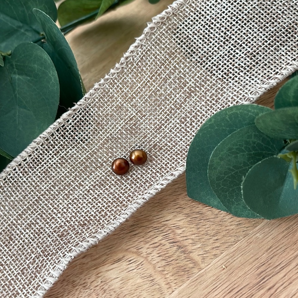 Pearl Earrings - Copper Colored